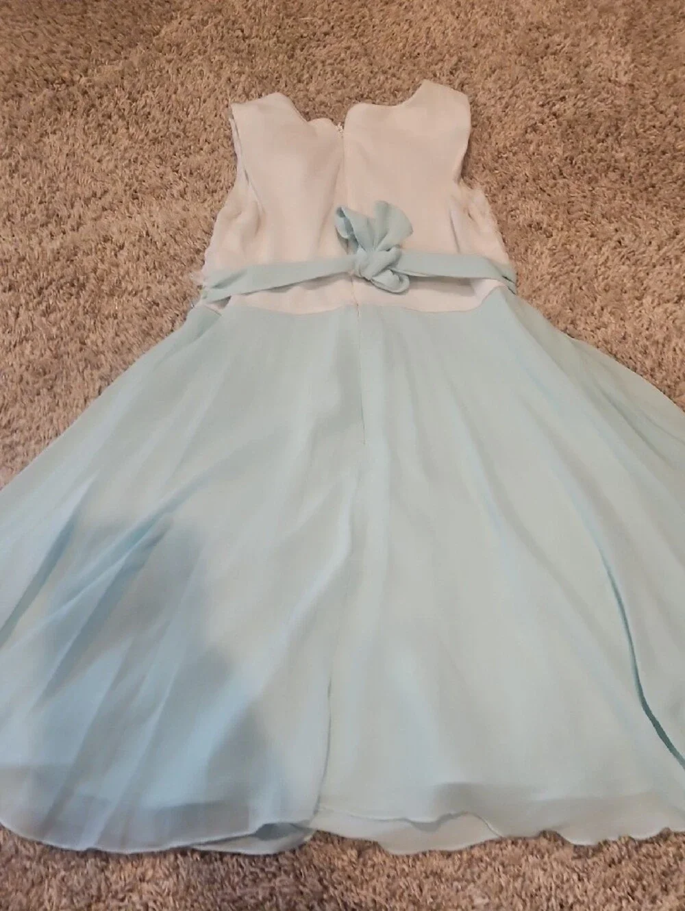 Bonnie Jean White and Light Blue Girls' Sequin Floral Waist Dress